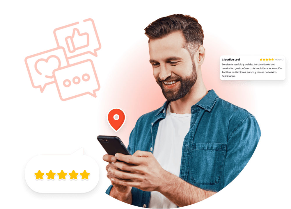 Cliente escaneando código QR en restaurante para dejar una reseña con RestoRank.